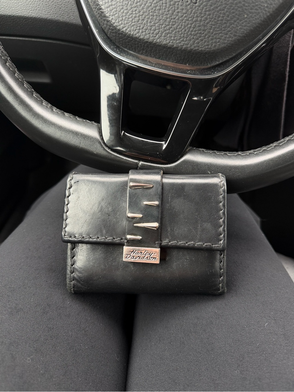 Harley-Davidson Black Leather Stud Accent Card Holder